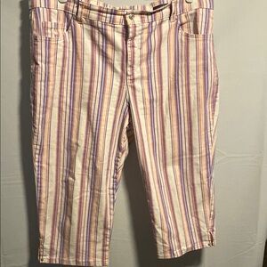 Gloria Vanderbilt Striped Capris - Purple, Pink, Cream